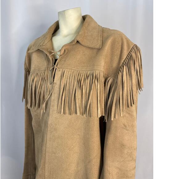 Vintage Mid Western sport tog brown leather fringed shirt made in USA size XL - Picture 10 of 17